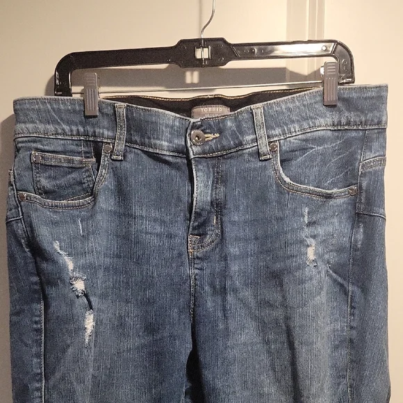 Torrid Blue Straight Leg Jeans with Distressed Details - Picture 5 of 8